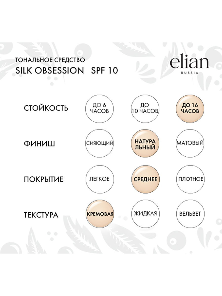 Тональное средство Silk Obsession Foundation, Elian Russia (20 Caramel) -  939 руб - купить с доставкой и в рассрочку!