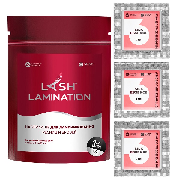Набор саше с составом #3 SILK ESSENCE для ламинирования ресниц SEXY LAMINATION SL-00019, 3 саше x 2мл, INNOVATOR COSMETICS