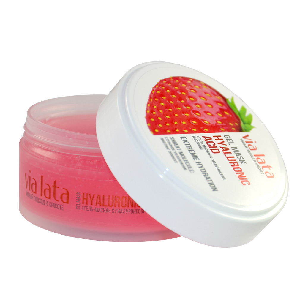 Гель-маска клубника "GEL MASK HYALURONIC ACID" , Via Lata